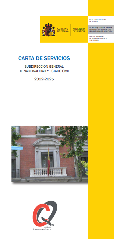 Ver detalles de Carta de Servicios. Subdirección General de Nacionalidad y Estado Civil 2022 - 2025 (tríptico)