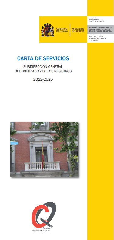 Ver detalles de Carta de Servicios. Subdirección General del Notariado y de los Registros 2022 - 2025 (tríptico)