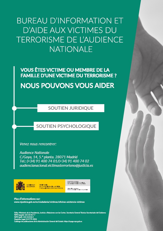 Ver detalles de Bureau d’information et d’aide aux victimes du terrorisme de l’Audience Nationale 2024 (cartel)